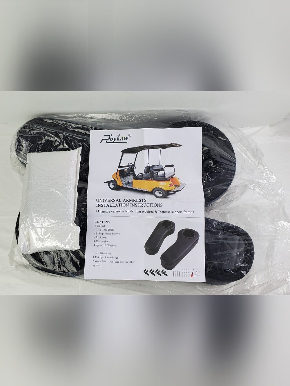 Roykaw Golf Cart Rear Seat Arm Rests Armrest Cup Holder Square Tube New Open Box